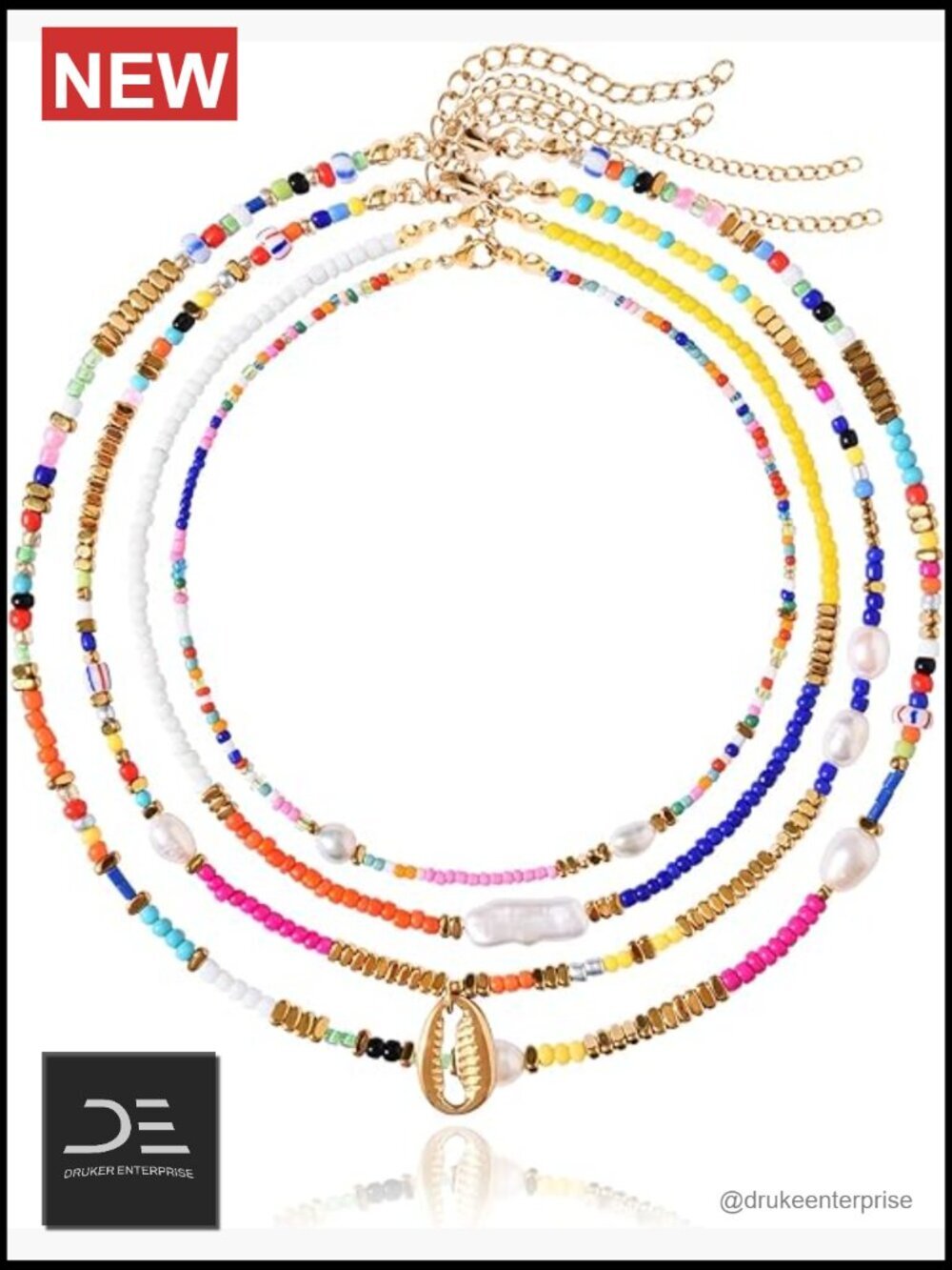 Handmade Freshwater Pearl & Glass Beaded Choker Necklace 18K Gold Plated